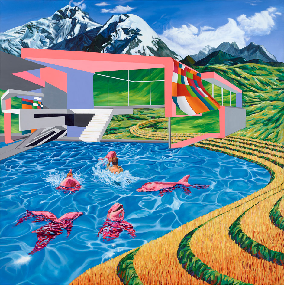 2015-018-Bergsee-250x-250cm_Acryl-papiercollage-on-canvas